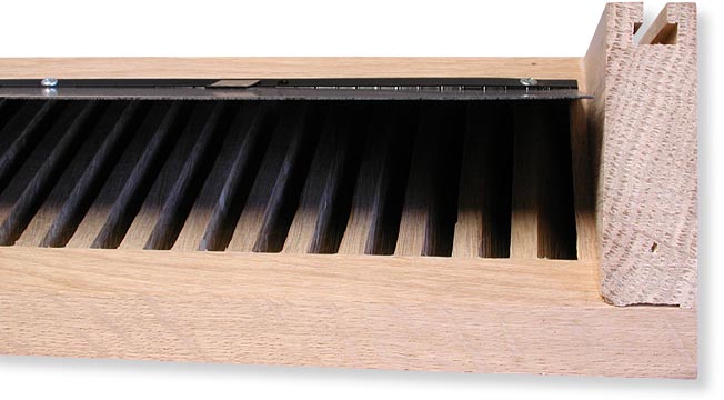 wood baseboard register damper open